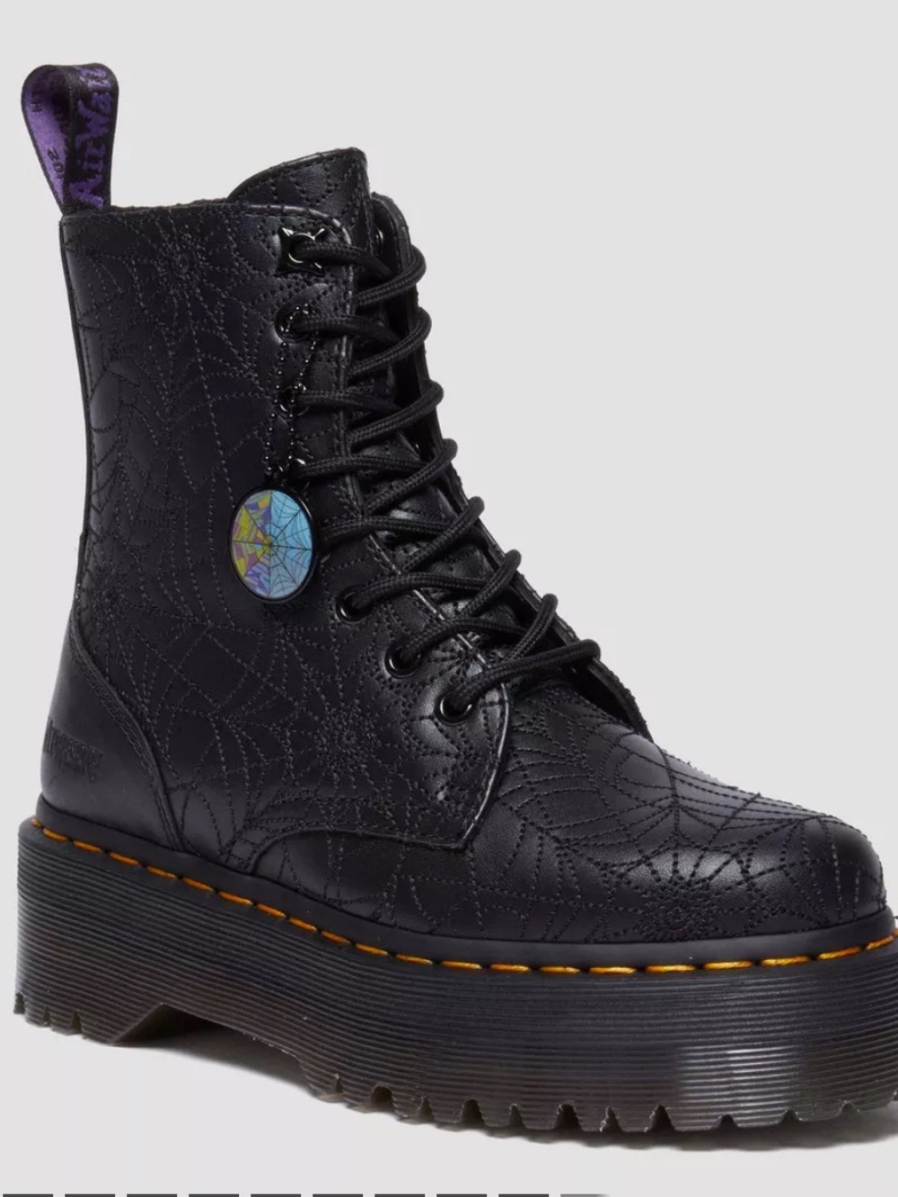NIB Dr Martens JADON WEDNESDAY Leather Platform Boots Black - Picture 3 of 13